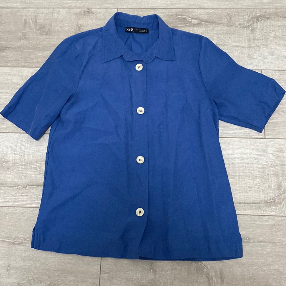 Zara blue button down shirt